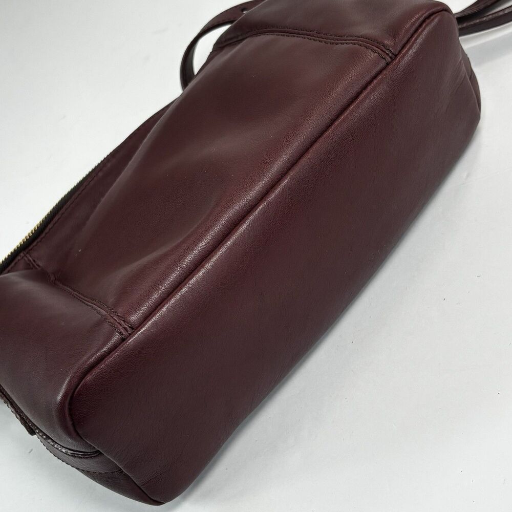 Vintage Brahmin Bag Smooth Burgundy Leather Purse Authentic Gold Ship Logo Soft - Picture 9 of 16